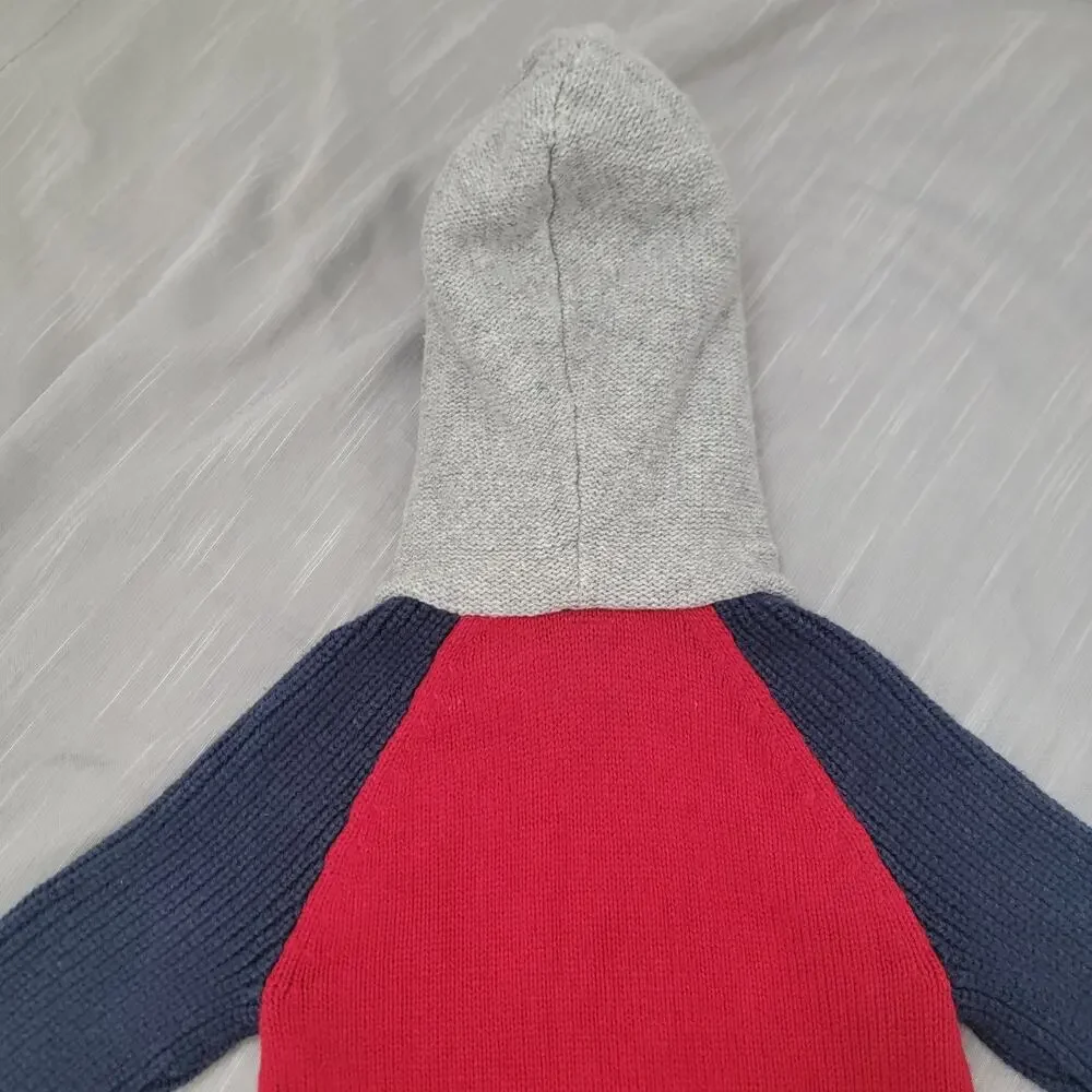 Baby Gap Full Zip Cable Knit Hoodie Sz 2T Red Blue‎ Gray Wool Blend Sweater New
